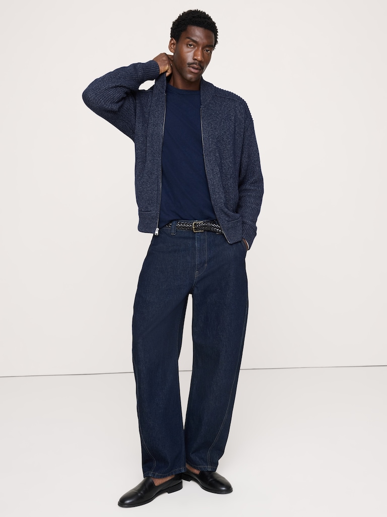 Cotton Bomber Sweater Jacket