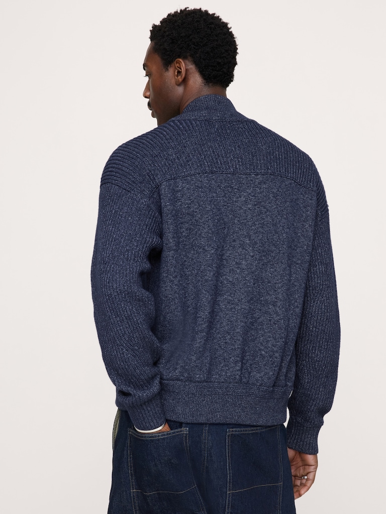 Cotton Bomber Sweater Jacket