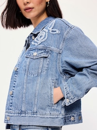 Embroidered Cropped Denim Jacket