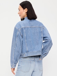 Embroidered Cropped Denim Jacket
