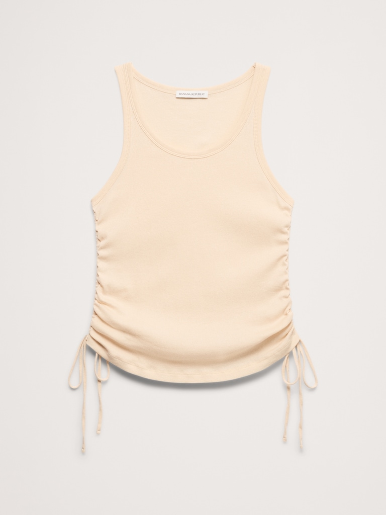Airy Cotton Ruched Drawstring Tank