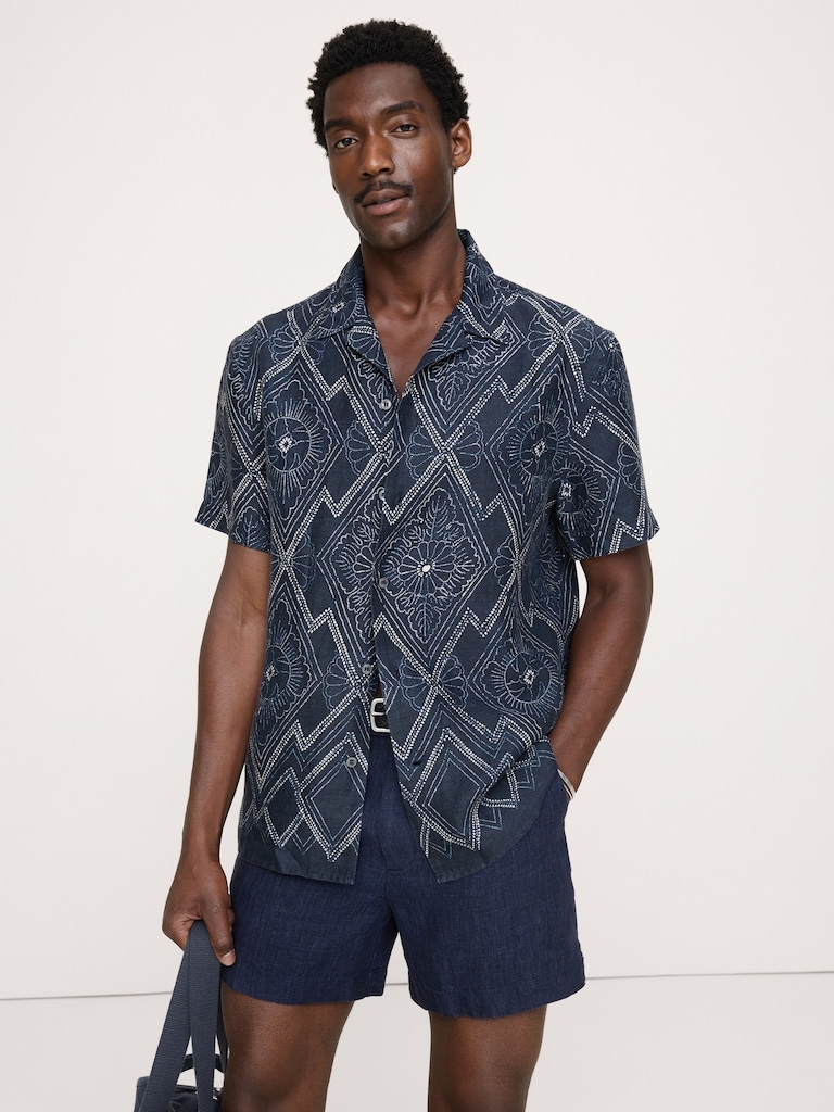 Chemise de vacances coupe standard en lin