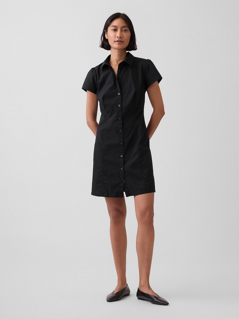 Empire-Waist Mini Shirtdress