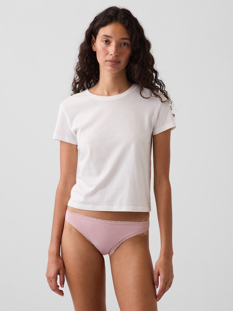 MadeSoft Organic Stretch Cotton Lace-Trim Bikini
