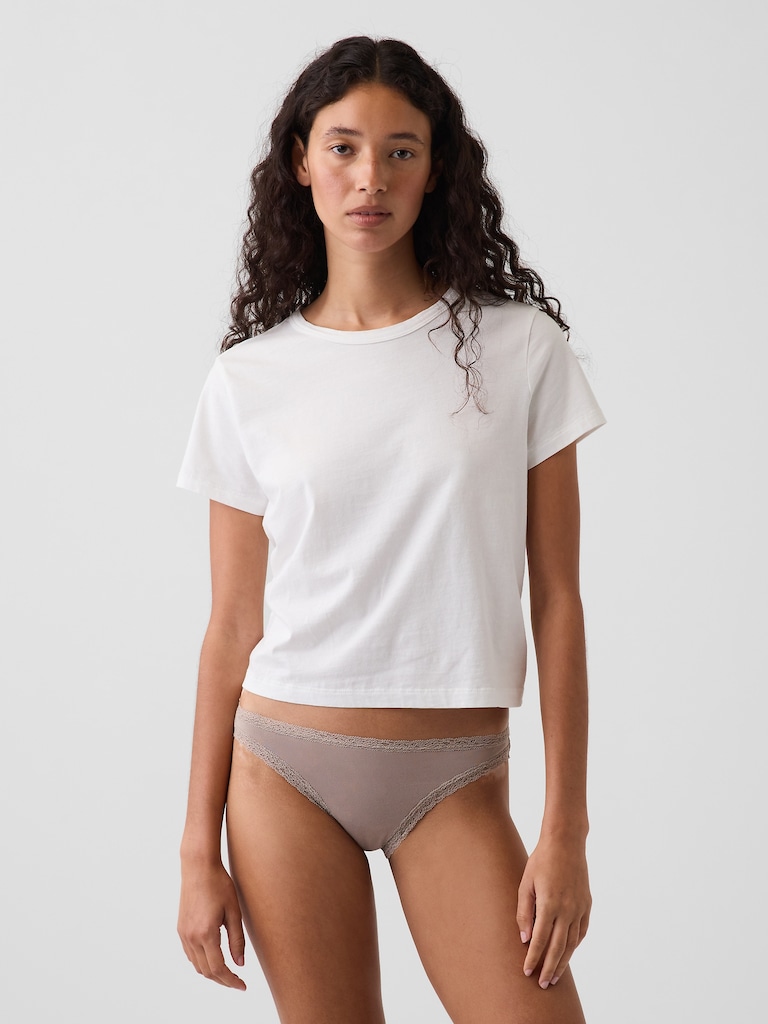 MadeSoft Organic Stretch Cotton Lace-Trim Bikini