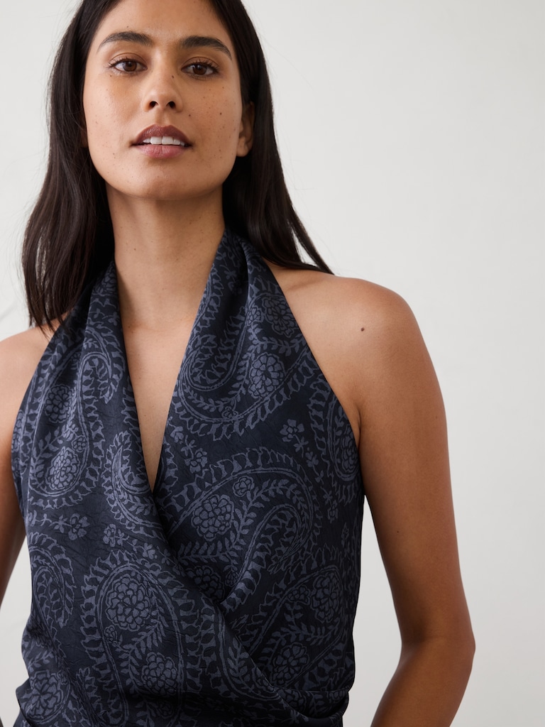 Cowl-Neck Cropped Top