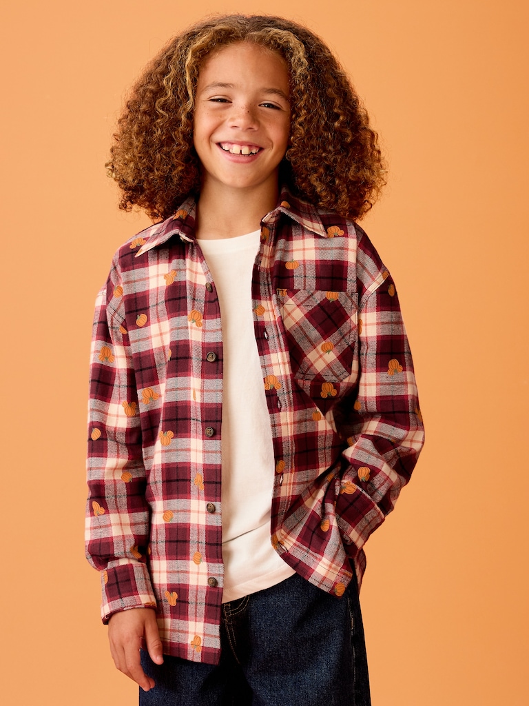Old Navy x Disney Mickey Mouse Oversized Flannel Gender-Neutral Shirt for Kids