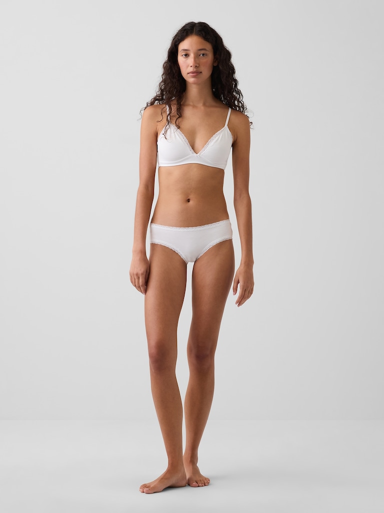 MadeSoft Organic Stretch Cotton Lace-Trim Cheeky Hipster