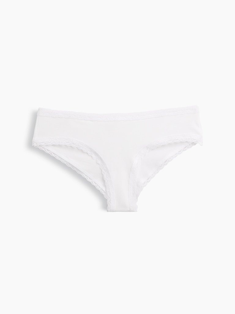 MadeSoft Organic Stretch Cotton Lace-Trim Cheeky Hipster