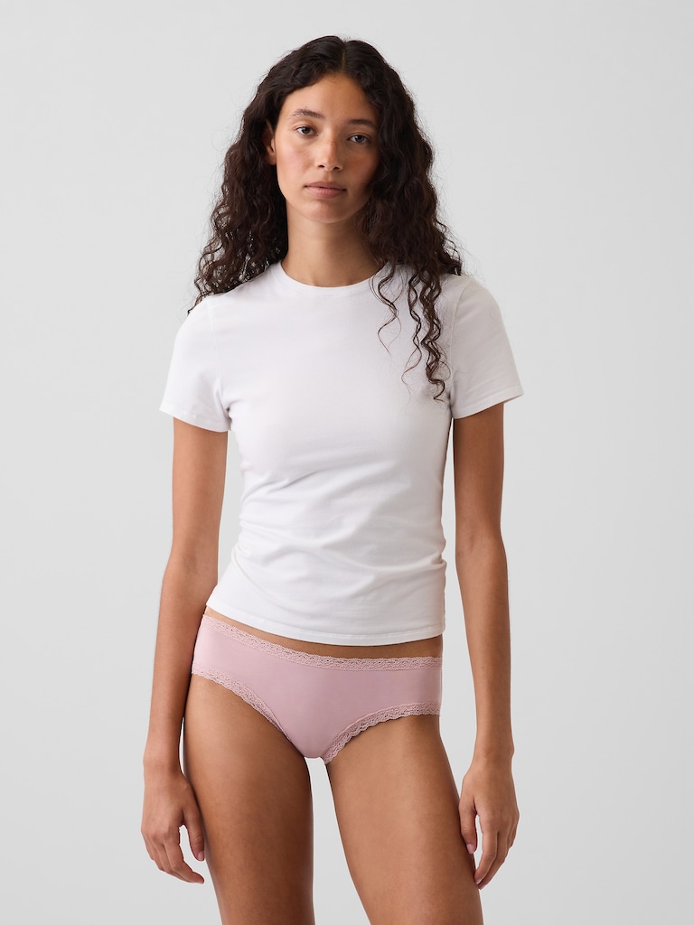 MadeSoft Organic Stretch Cotton Lace-Trim Cheeky Hipster