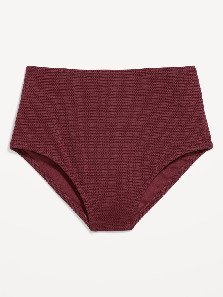 High-Waisted Pique Bikini Swim Bottoms