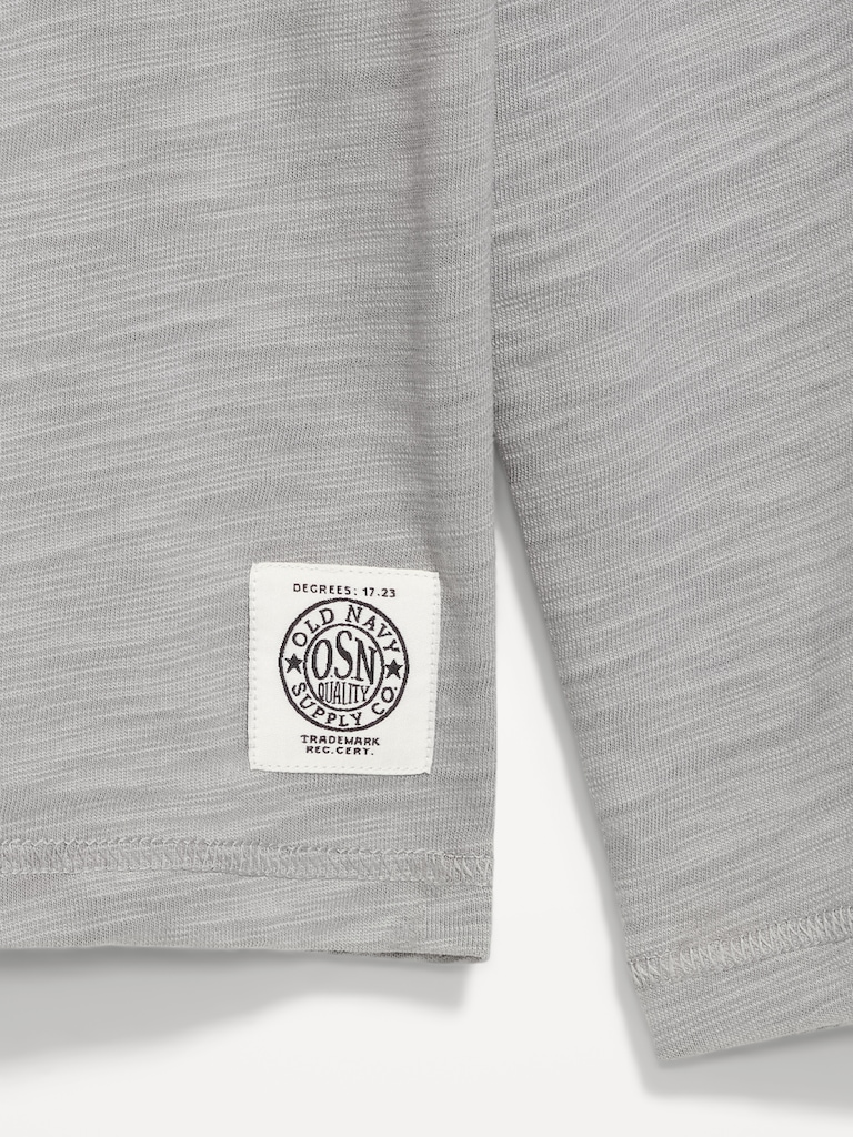Long-Sleeve Slub-Knit Henley T-Shirt