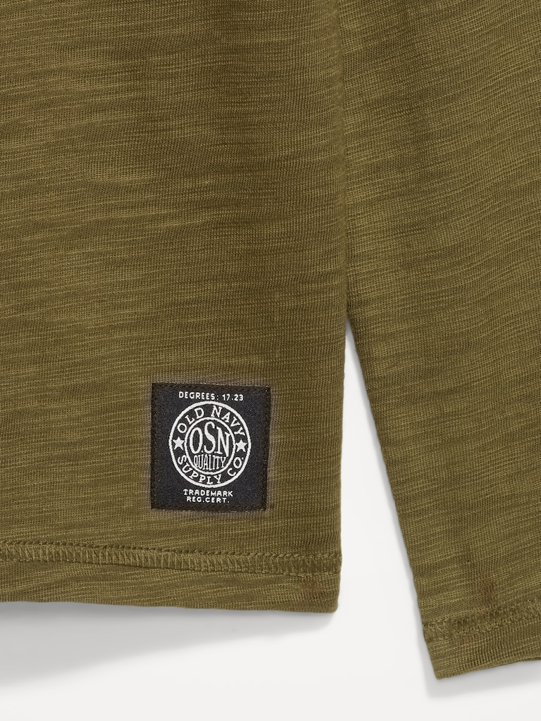 Long-Sleeve Slub-Knit Henley T-Shirt