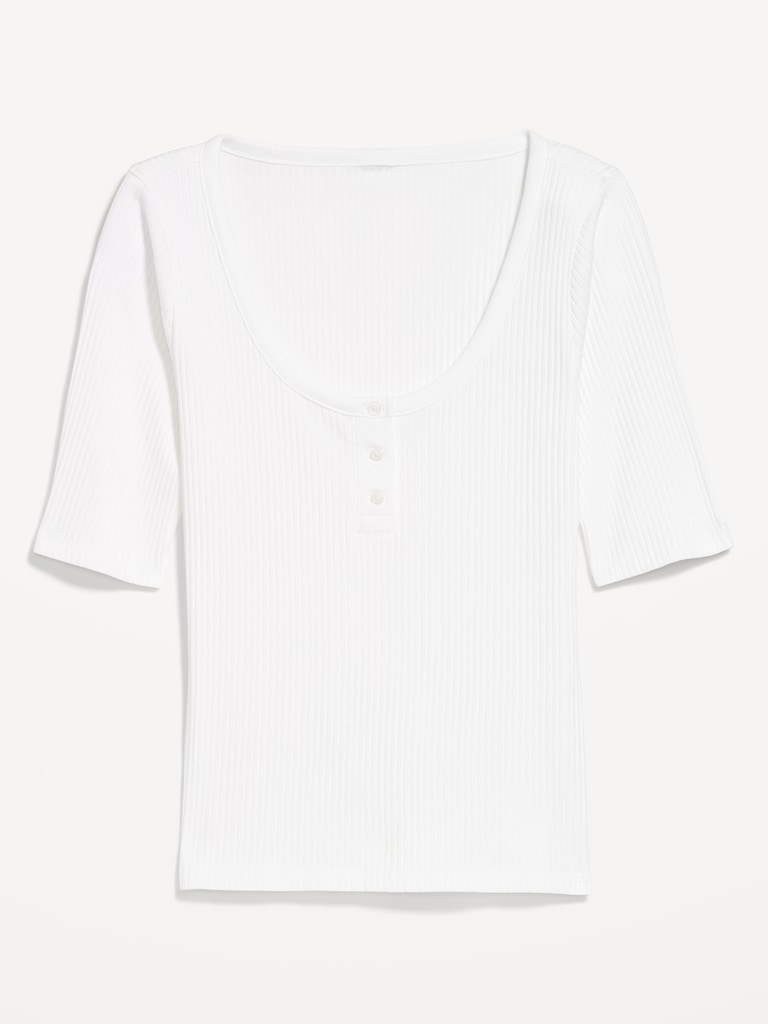 T-shirt henley ajusté à encolure dégagée