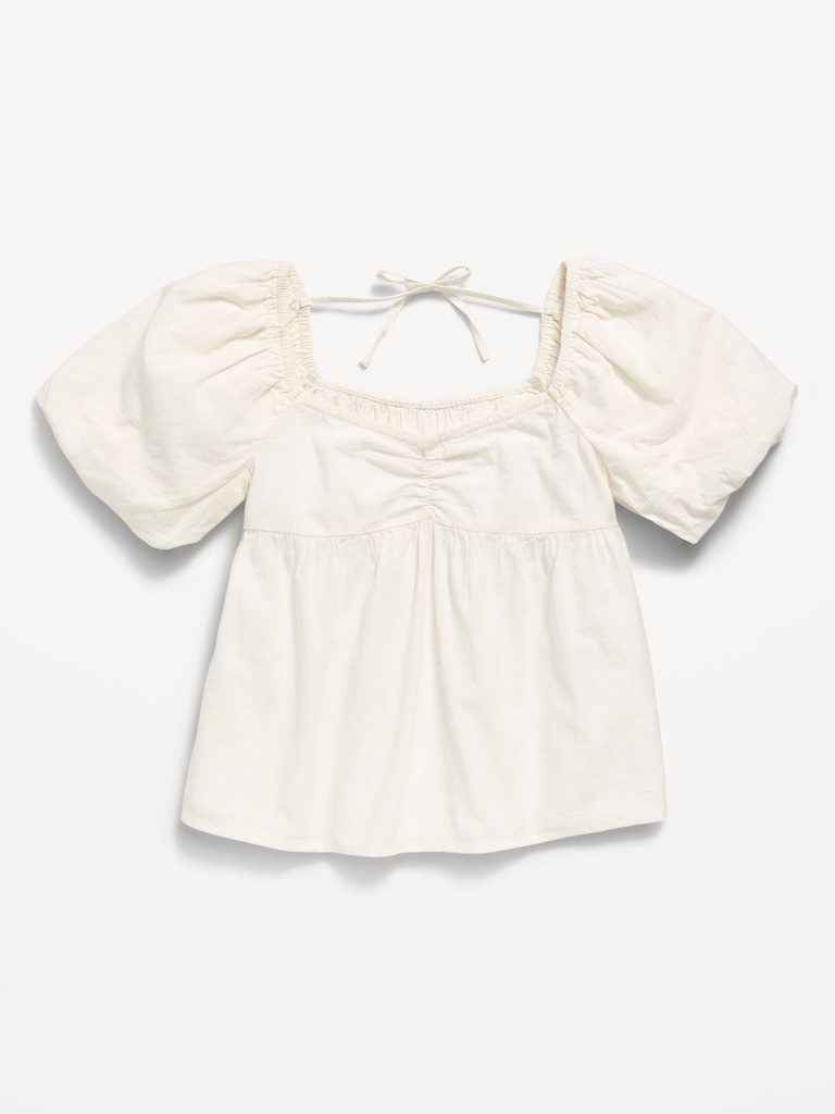 Short-Sleeve Crinkled Tie-Back Top for Girls