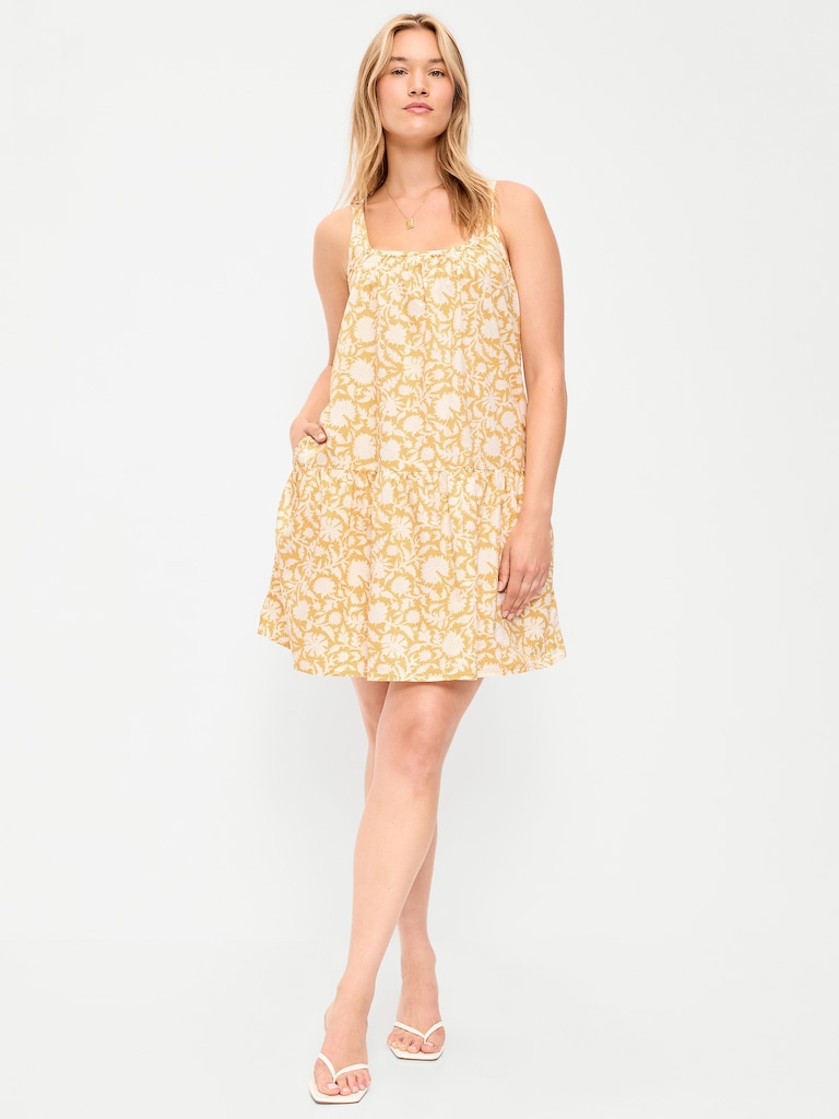 Sleeveless Scoop-Neck Mini Swing Dress
