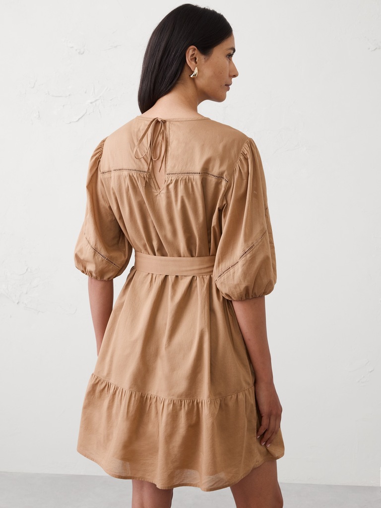 Balloon-Sleeve Mini Dress