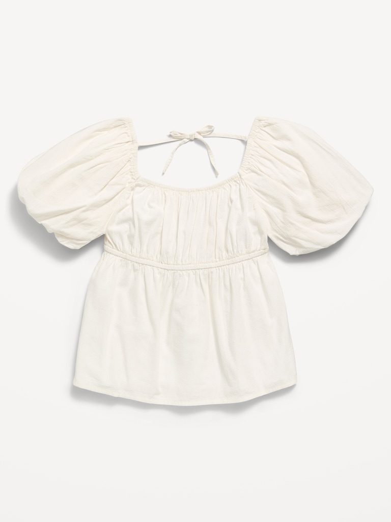 Short-Sleeve Crinkled Tie-Back Top for Girls