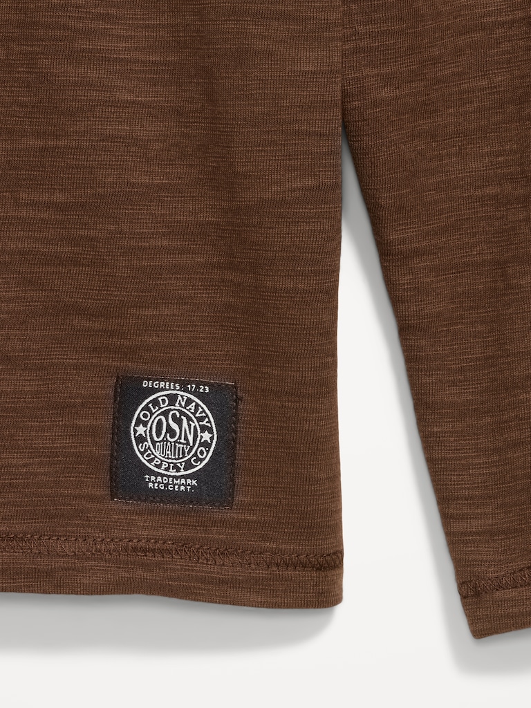 Long-Sleeve Slub-Knit Henley T-Shirt