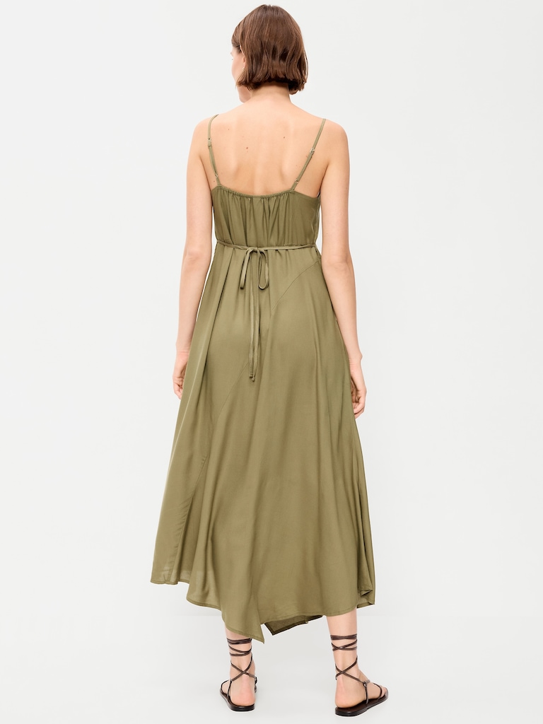 Fit & Flare Tie-Back Asymmetrical Midi Dress
