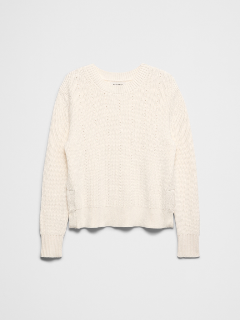 Cotton Textured Ribbed Side-Button Sweater