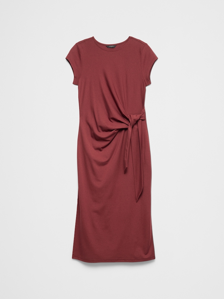 Side-Tie Knit Midi Dress