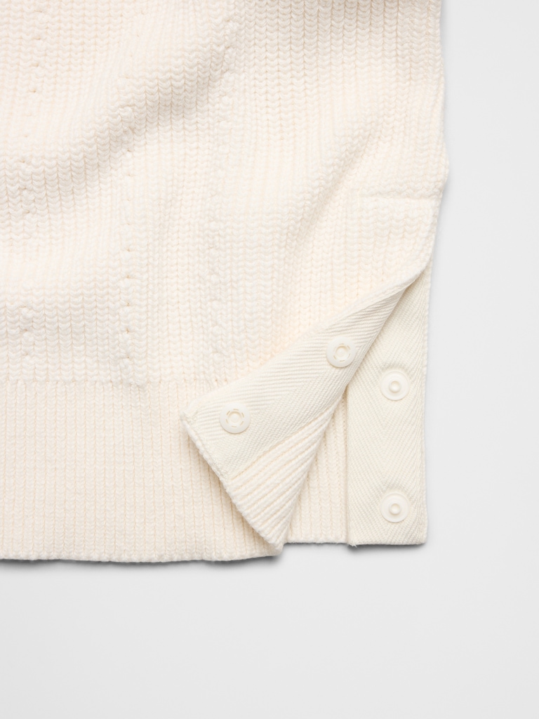 Cotton Textured Ribbed Side-Button Sweater