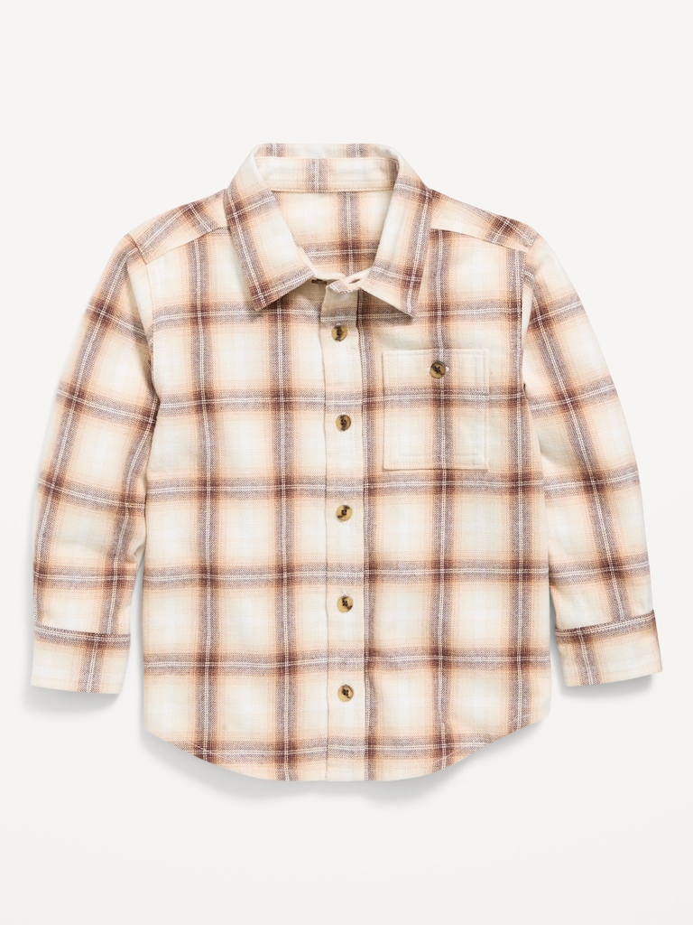 Long-Sleeve Plaid Flannel Shirt for Toddler Boys
