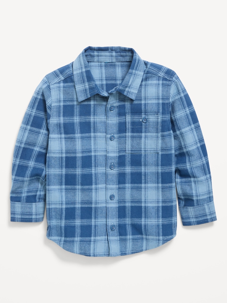 Long-Sleeve Plaid Flannel Shirt for Toddler Boys