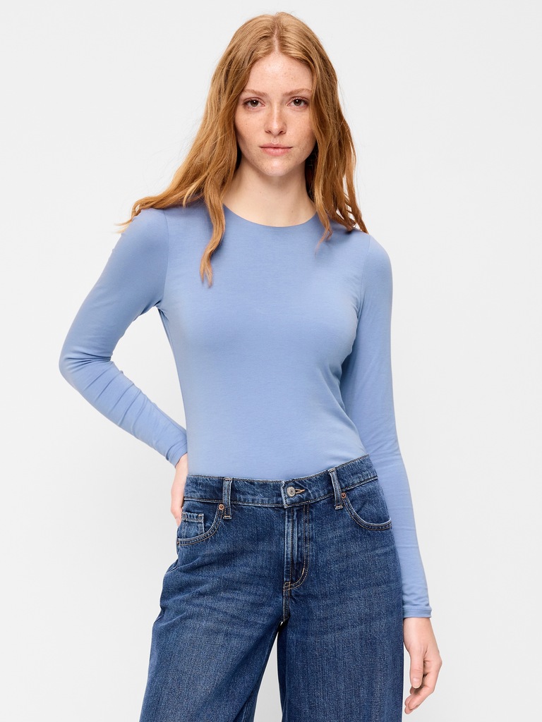 Hug Double-Layer Crew-Neck Long-Sleeve Top