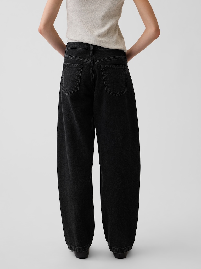 Kids High Rise Barrel Jeans