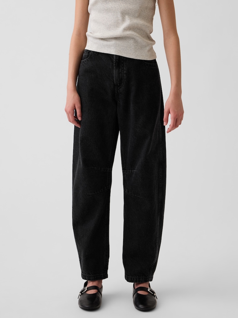 Kids High Rise Barrel Jeans