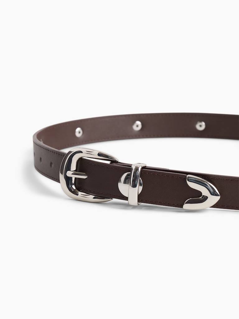 Vegan-Leather Studded Western Belt