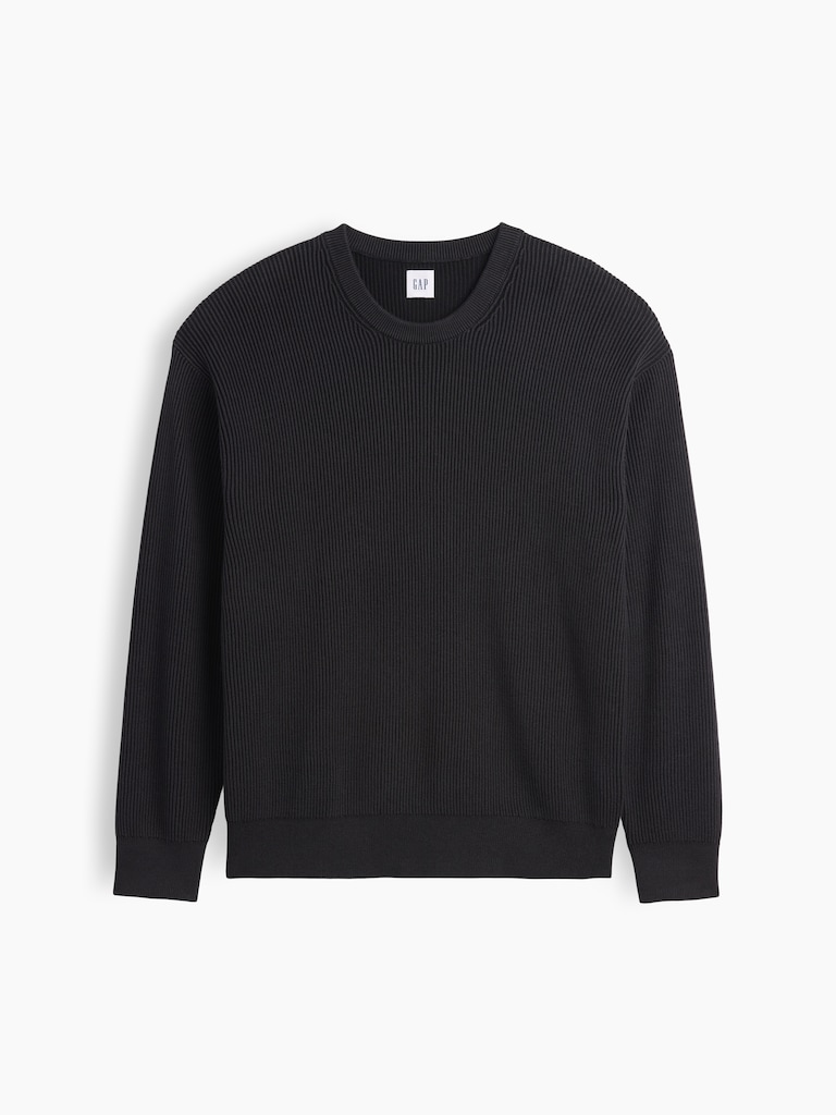 Relaxed Fisherman Stitch Crewneck Sweater