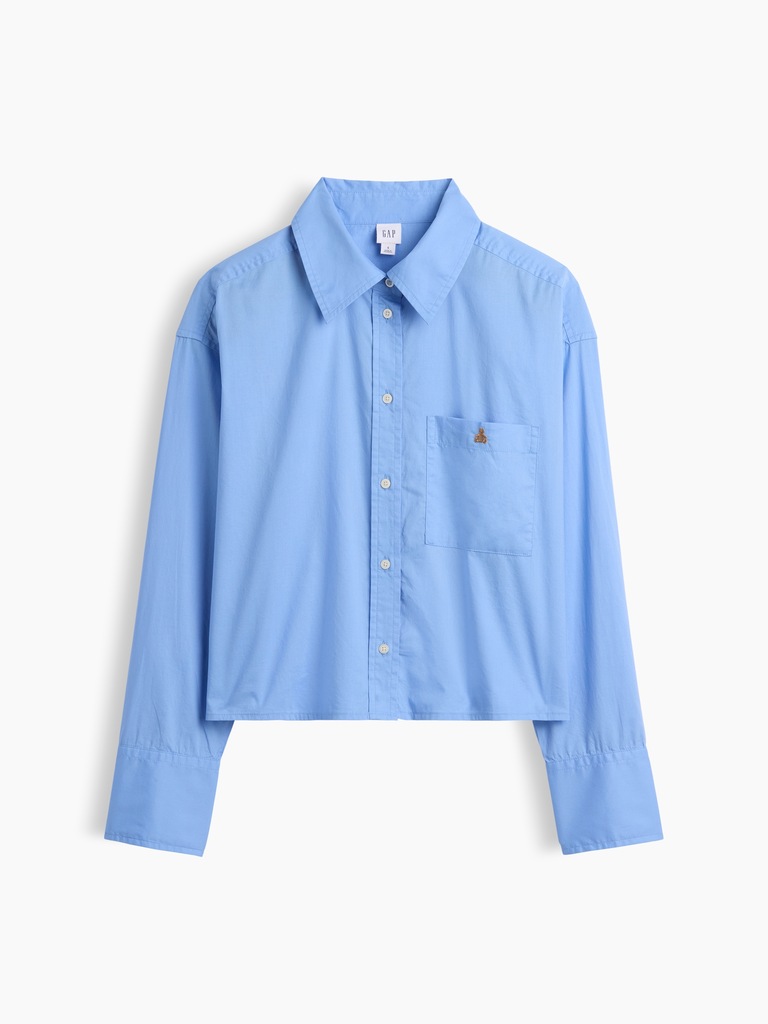 Oversized Cropped Shirt in Poplin
