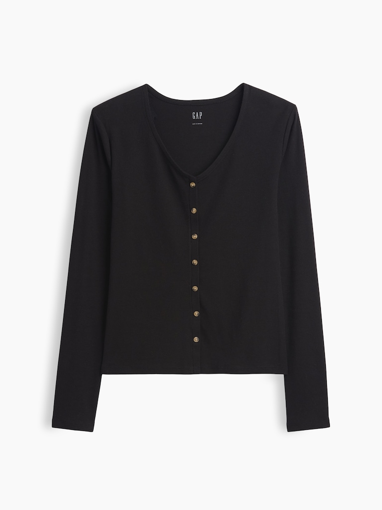 Fitted Ribbed V-Neck Top