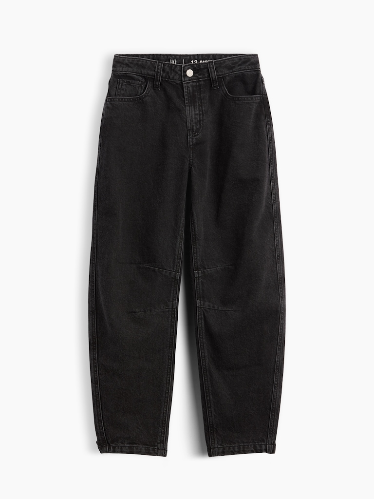 Kids High Rise Barrel Jeans