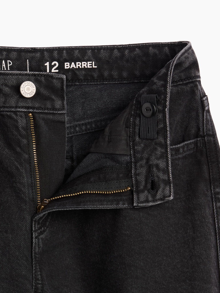 Kids High Rise Barrel Jeans