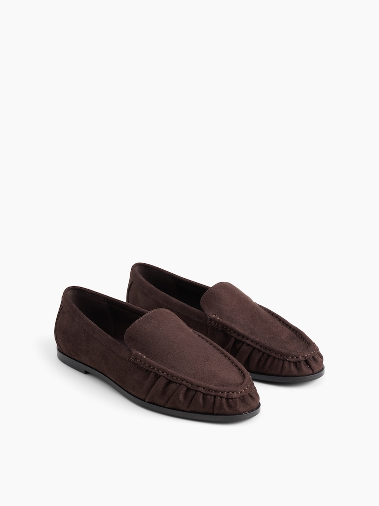 Vegan Suede Ruched Loafers