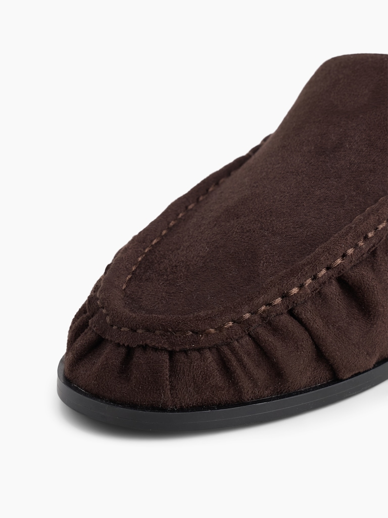 Vegan Suede Ruched Loafers