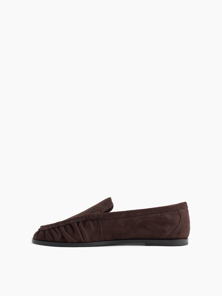Vegan Suede Ruched Loafers