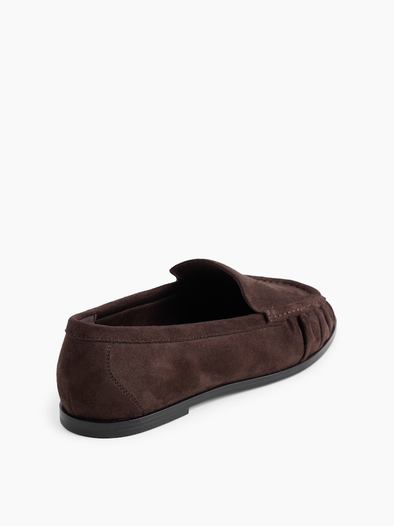 Vegan Suede Ruched Loafers
