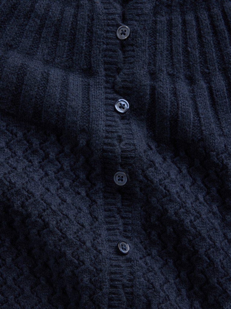 CashSoft Mix-Stitch Crop Cardigan Sweater