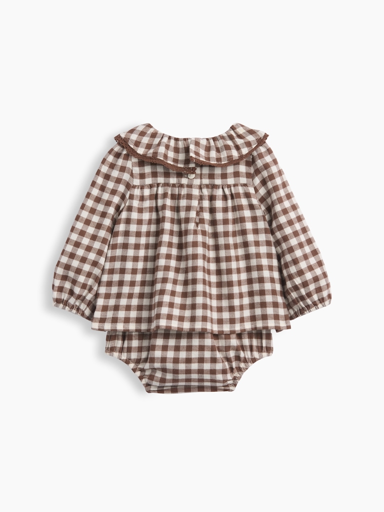 Baby Gingham Flannel Bodysuit Dress
