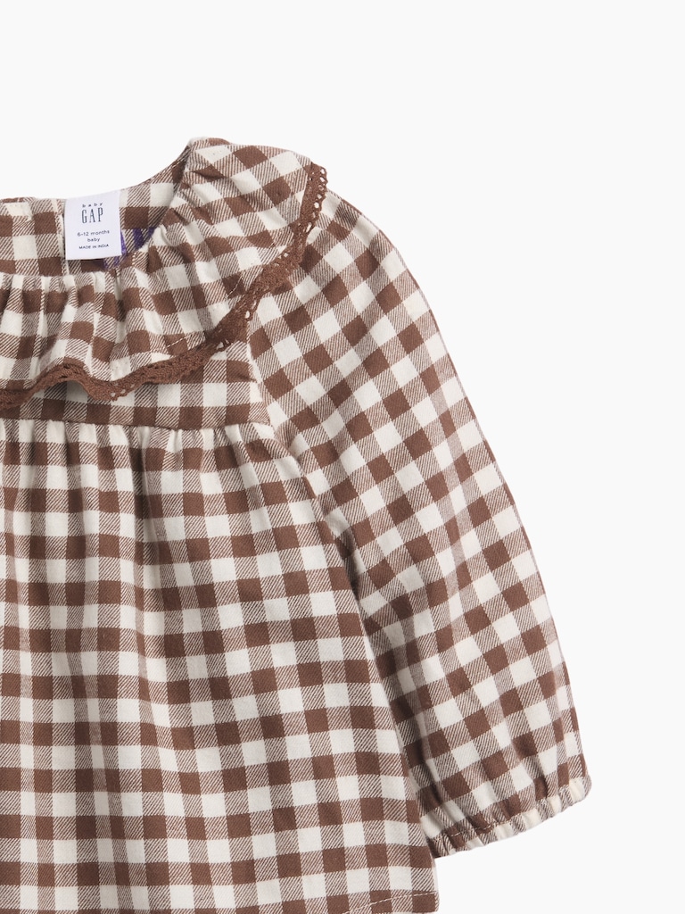 Baby Gingham Flannel Bodysuit Dress