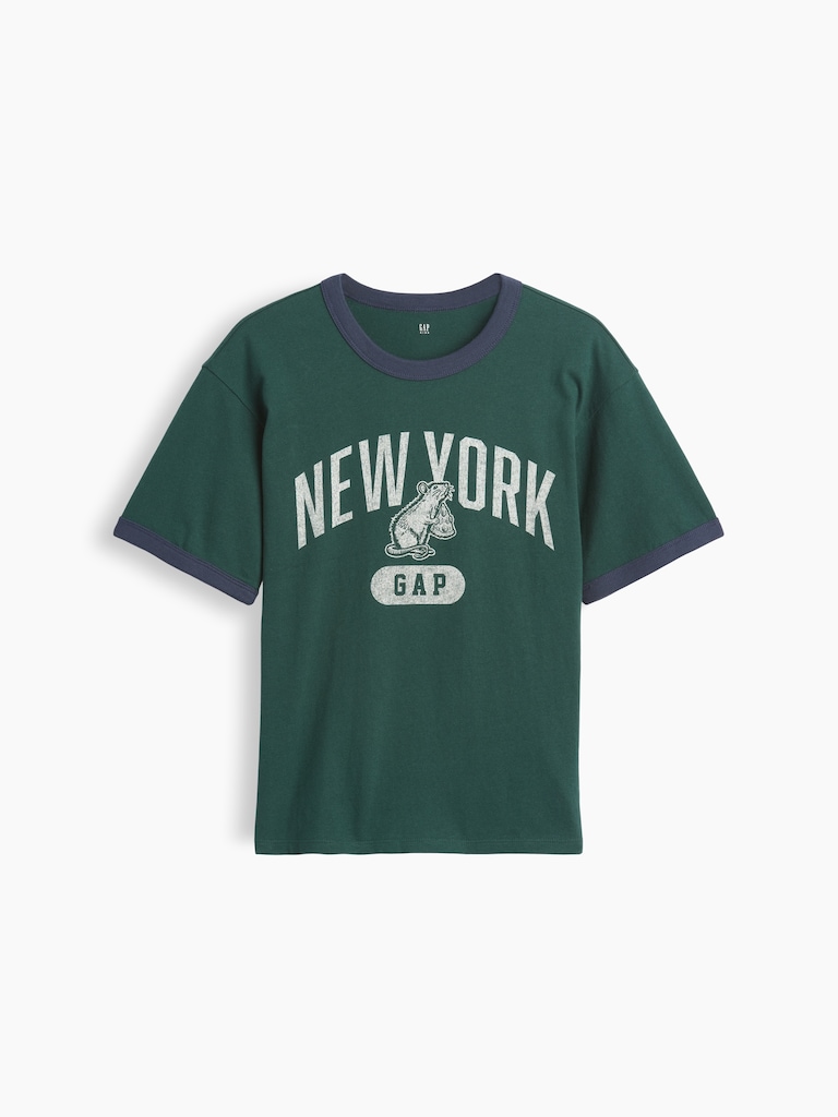 Kids Relaxed New York Graphic Ringer T-Shirt