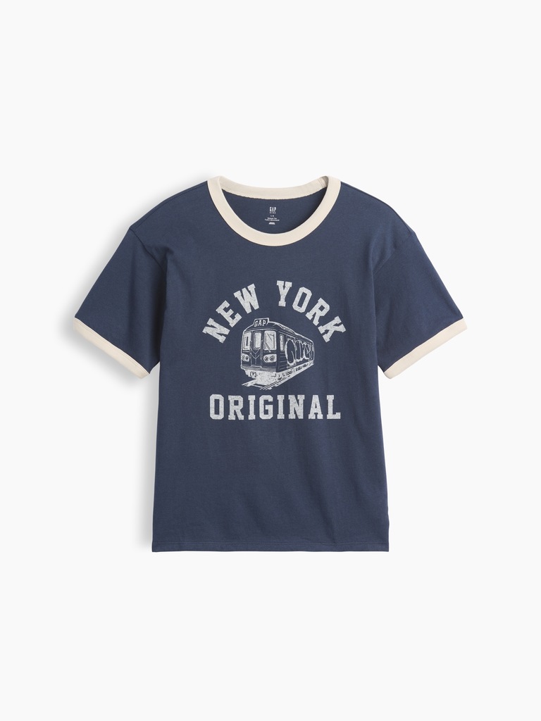 Kids Relaxed New York Graphic Ringer T-Shirt