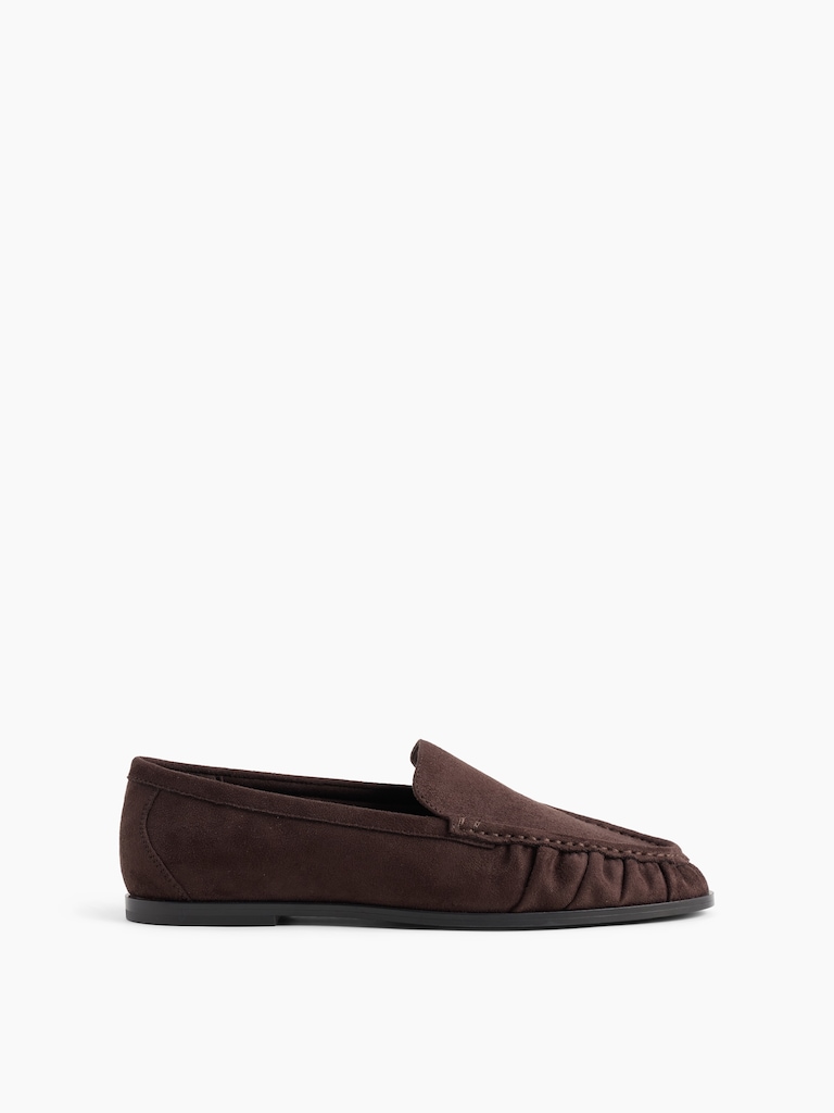 Vegan Suede Ruched Loafers