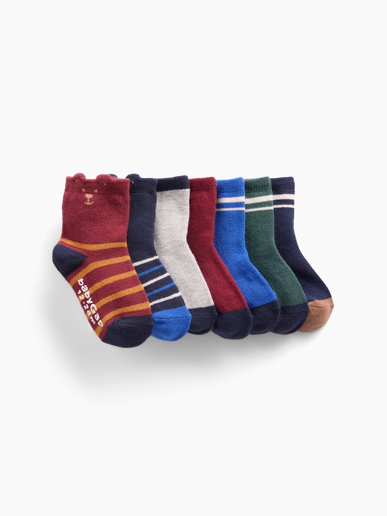 Baby & Toddler Bear Stripe Crew Socks (7-Pack)