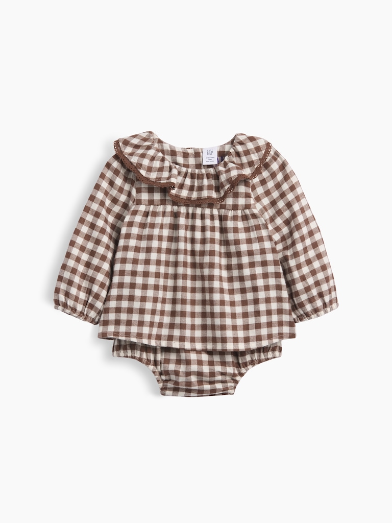Baby Gingham Flannel Bodysuit Dress